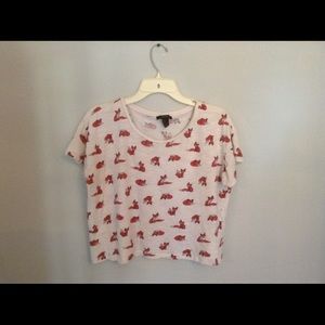 White Short Sleeved Fox Print Shirt